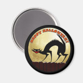 Happy Halloween Black Cat met Full Moon Magneet (Voorkant / Achterkant)
