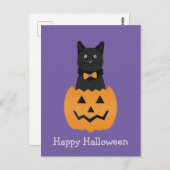 Happy Halloween Black Cat Pumpkin Briefkaart (Voorkant / Achterkant)