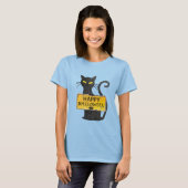 Happy Halloween Black Cat Rustic Sign Shirt (Voorkant volledig)