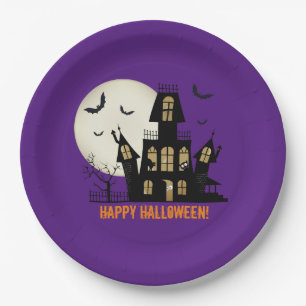 Happy Halloween Black Cat Spooky Haunting House Papieren Bordje
