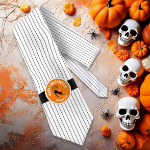 Happy Halloween Black Cat & Stripes ID686 Stropdas