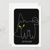 Happy Halloween Black Cat Witch Pet Kaart (Voorkant / Achterkant)