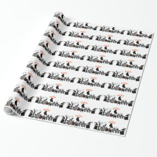 Happy Halloween Black Concept Typografie Design Cadeaupapier