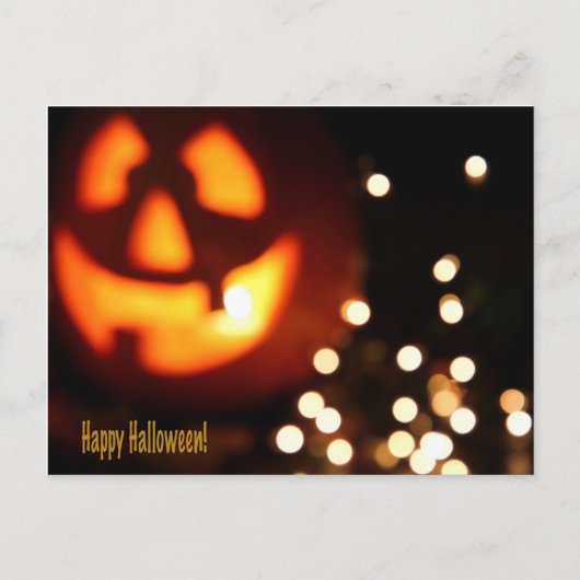 Happy Halloween Black en Oranje Pumpkin Post-kaart Briefkaart (Voorkant)