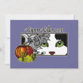 Happy Halloween Black in White Cat Kaart (Voorkant)