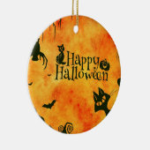 Happy Halloween Black Kat Ornament Round (Rechts)