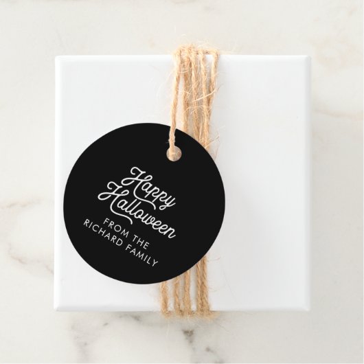 Happy Halloween Black met witte tekst Bedankjes Labels (In situ)
