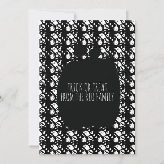 Happy Halloween Black Pumpkin Skull Pattern Kaart (Voorkant)
