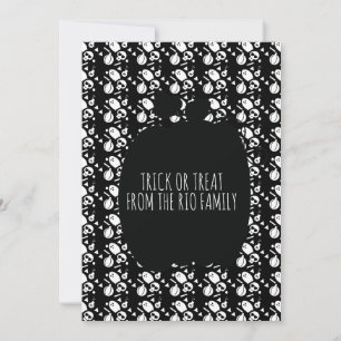 Happy Halloween Black Pumpkin Skull Pattern Kaart