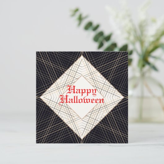 Happy Halloween Black Red elegant-kunstdeco Kaart (Staand voorkant)
