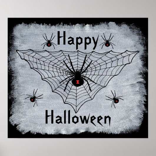 Happy Halloween Black Widow Spider Poster Web (Devant)