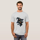 Happy Halloween Black Witch Cat Wave  ✨🐾🎃 T-shirt (Voorkant volledig)