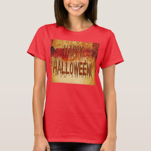 Happy Halloween Blood Sined Wall Womens T-Shirt