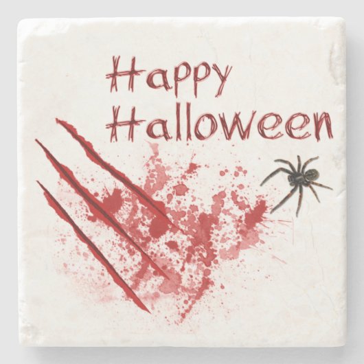 Happy Halloween Bloody Scratches Stenen Onderzetter (Voorkant)