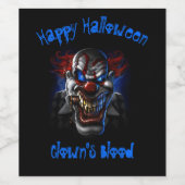 Happy Halloween Blue Eyes Evil Clown Wijn Etiket (Enkel label)
