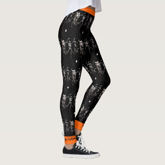 Happy Halloween Bone Dancing Skeletons Leggings (Droite)
