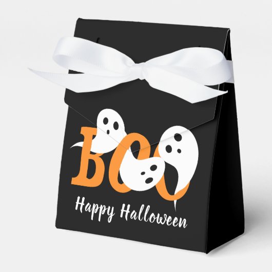 Happy Halloween Boo Ghosts Black Favor Box Bedankdoosjes (Voorkant Zijde)