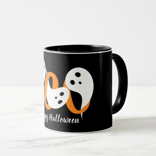 Happy Halloween Boo Ghosts Black Mok (Voorkant rechts)