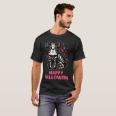 Happy Halloween Boston Terrier Dog Breast Cancer T-shirt (Voorkant volledig)