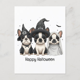 Happy Halloween Boston Terrier Dogs Briefkaart