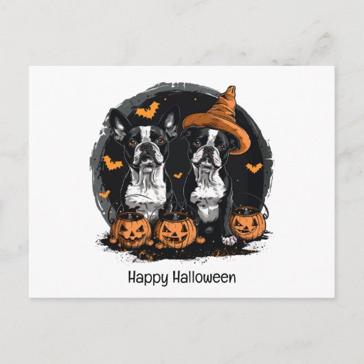 Happy Halloween Boston Terrier Dogs Briefkaart (Voorkant)