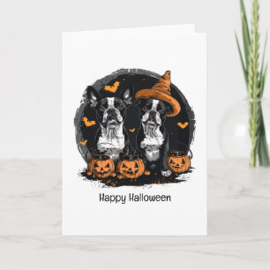 Happy Halloween Boston Terrier Dogs Kaart