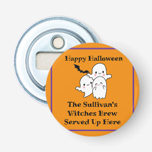 Happy Halloween Brew Ghost Bat Sinaasappel Button Flesopener