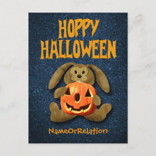 Happy Halloween briefkaart Bunny Jack-o-Lantern (Voorkant)