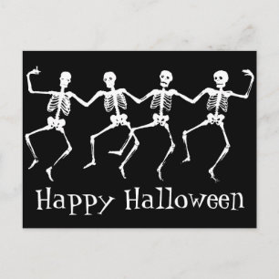 Happy Halloween-Briefkaart met dansende skeletten Briefkaart