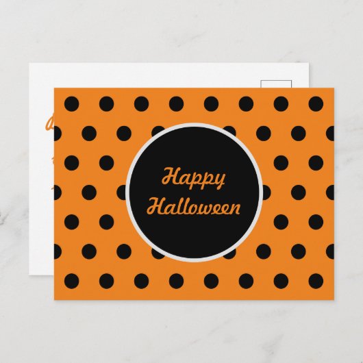 Happy Halloween Briefkaart (Sinaasappel en zwart) (Voorkant / Achterkant)