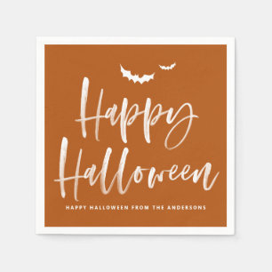 Happy Halloween Brush Lettering Verbrand Sinaasapp Servet