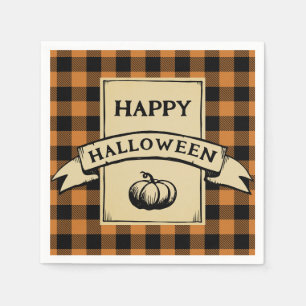 Happy Halloween Buffalo Plaid Servet