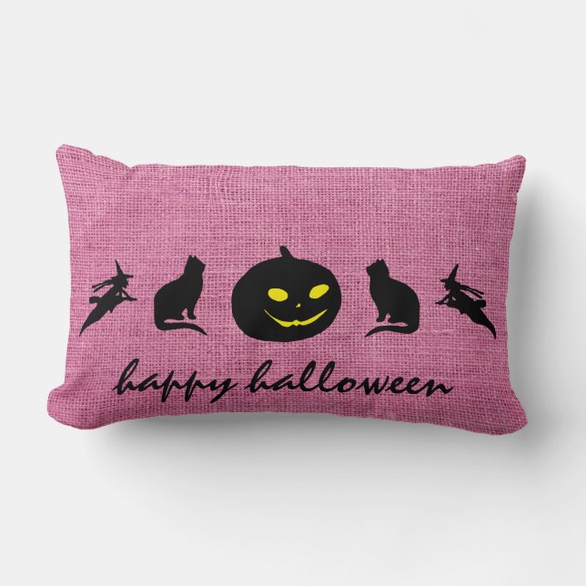 Happy Halloween Burlap Kussen (Voorkant)