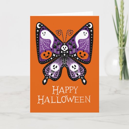 Happy Halloween Butterfly Ghost Kaart (Voorkant)