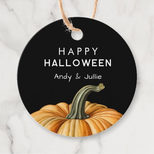 Happy Halloween cadeau label met pompoen (Voorkant)