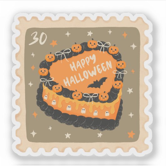  Happy Halloween Cake Stamp Sticker (Voorkant)