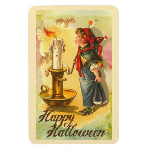 Happy Halloween Candlestick en Girl Vintage Magneet