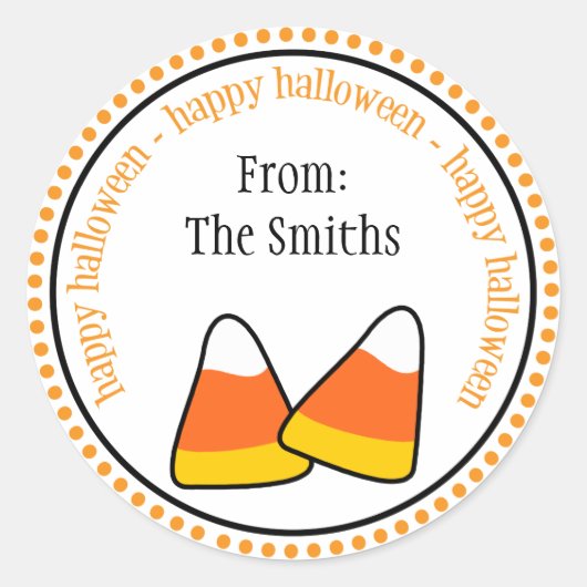 Happy Halloween Candy Corn Dot Cercle Étiquettes (Devant)
