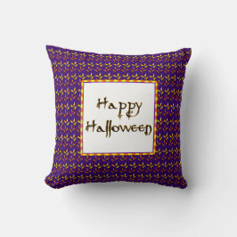 Happy Halloween Candy Corn op Paarse Pillow Kussen