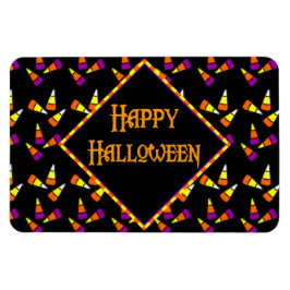 Happy Halloween Candy Corn Pattern op Black Magneet