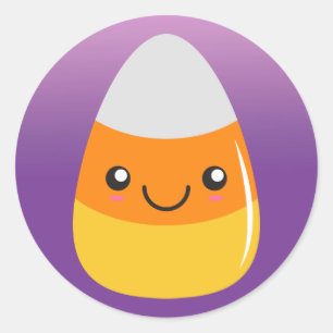 Happy Halloween CandyCorn Emoji Stickers Violet