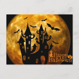 Happy Halloween Castle en Full Moon Briefkaart