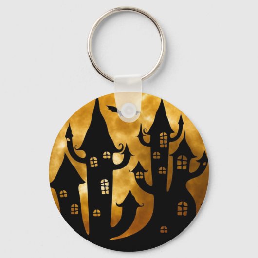 Happy Halloween Castle en Full Moon Sleutelhanger (Voorkant)