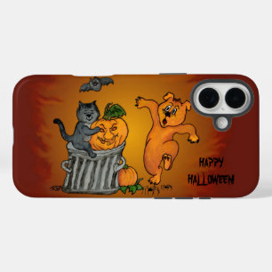 Happy Halloween! Cat Bat Dog en Spider iPhone 16 Plus Hoesje
