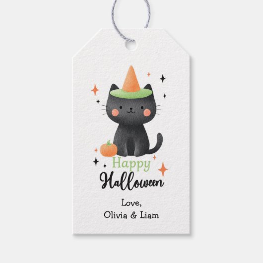 Happy Halloween Cat Custom Gift Labels Cadeaulabel (Voorkant)
