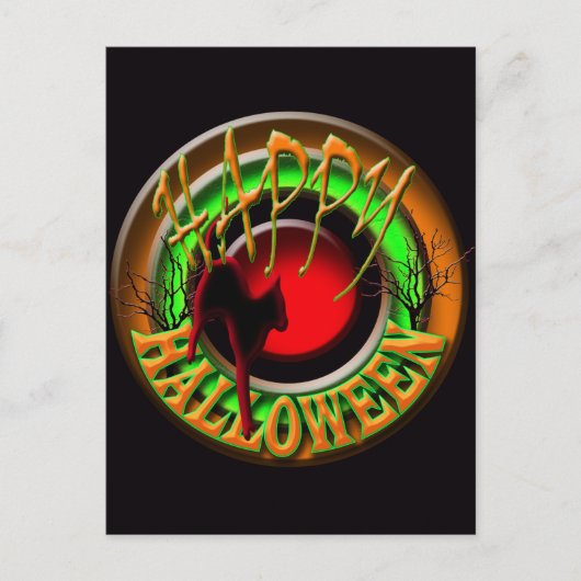 Happy Halloween cat en moon BRIEFKAART (Voorkant)