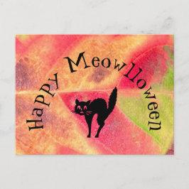 Happy Halloween Cat Meow Postcard Briefkaart