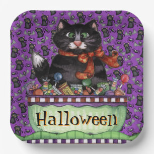 Happy Halloween Cat Papieren Bordje