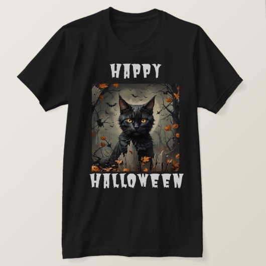Happy Halloween Cat T-shirt (Design voorkant)