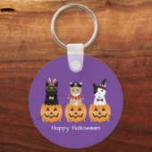 Happy Halloween Cats Jack O Lantern Sleutelhanger (Achterkant)